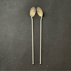 2 Antique Sterling Silver long Spoons!